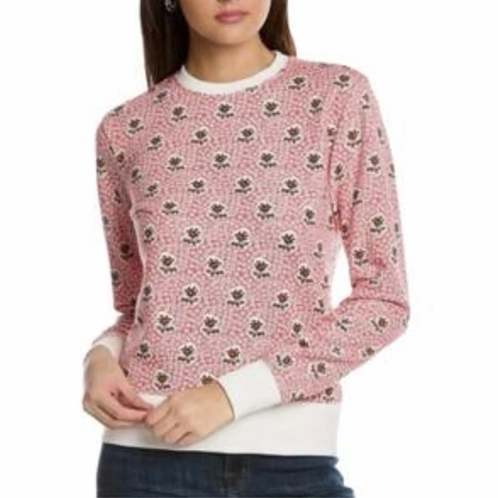Brooks Brothers White-Trim Red Floral Crewneck Sweatshirt Sz L